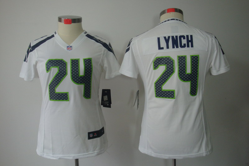 Nike Seahawks 24 Lynch White Women Limited Jerseys