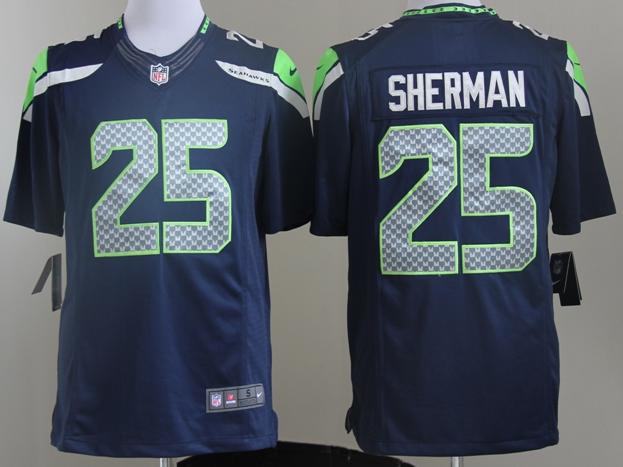 Nike Seahawks 25 Sherman Blue Limited Jerseys