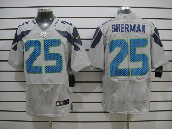 Nike Seahawks 25 Sherman Grey Elite Jerseys