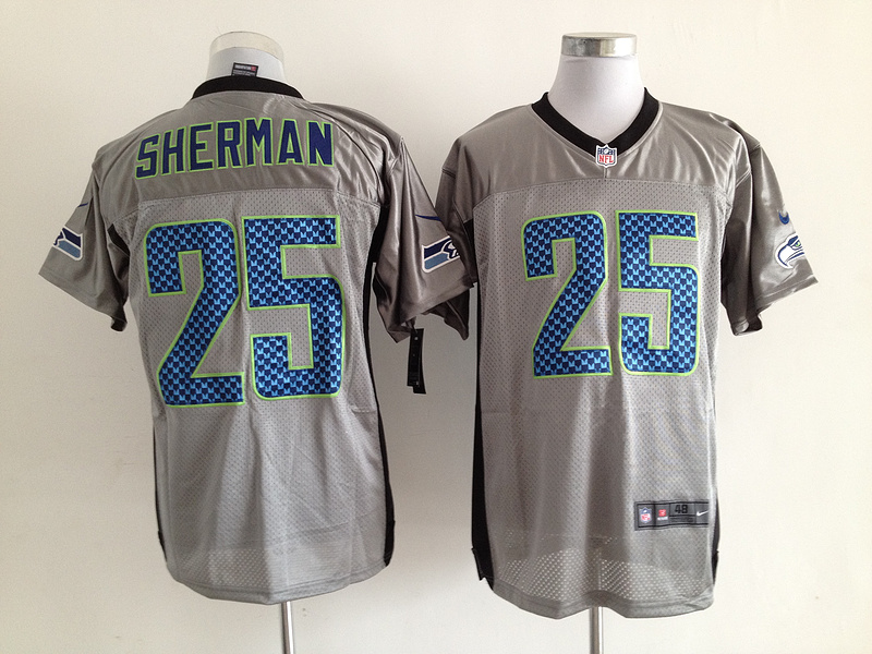 Nike Seahawks 25 Sherman Grey Shadow Elite Jerseys