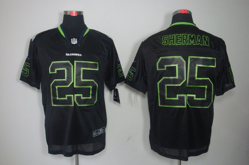 Nike Seahawks 25 Sherman Lights Out Black Elite Jerseys