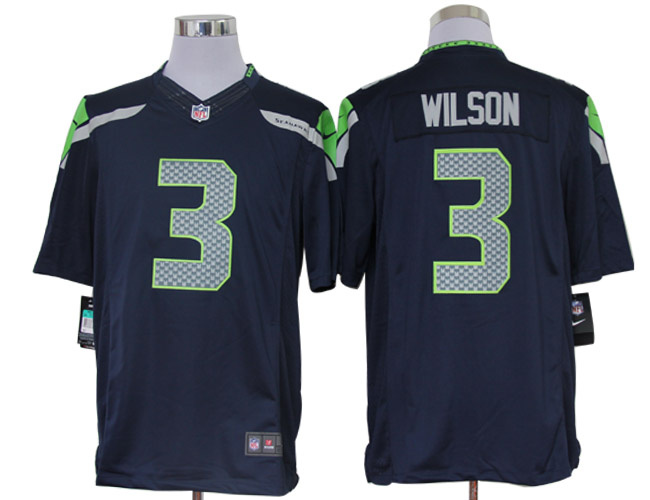 Nike Seahawks 3 Wilson Blue Limited Jerseys