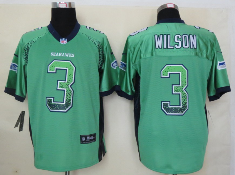 Nike Seahawks 3 Wilson Green Elite Drift Jersey
