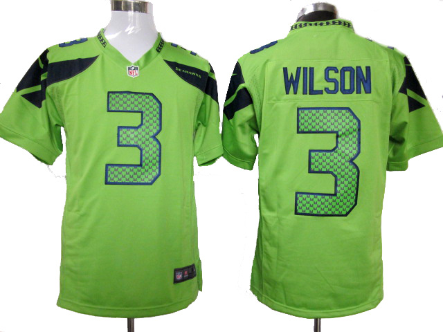 Nike Seahawks 3 Wilson Green Game Jerseys