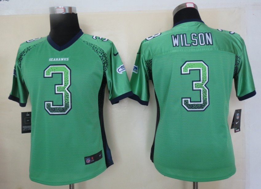 Nike Seahawks 3 Wilson Green Women Elite Drift Jersey