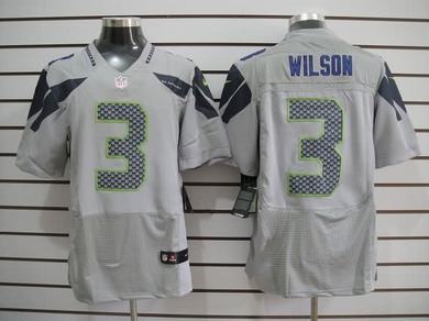 Nike Seahawks 3 Wilson Grey Elite Jerseys