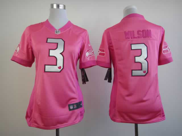 Nike Seahawks 3 Wilson Pink Love's Women Jerseys - Click Image to Close