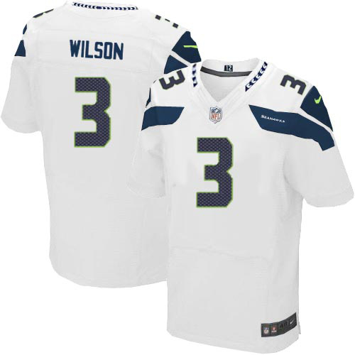 Nike Seahawks 3 Wilson White Elite Jerseys