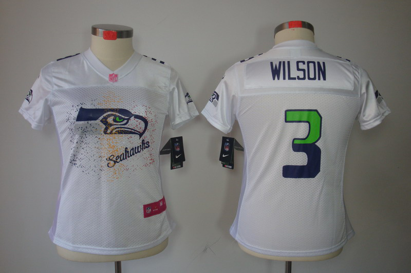 Nike Seahawks 3 Wilson White Fem Fan Women Elite Jerseys