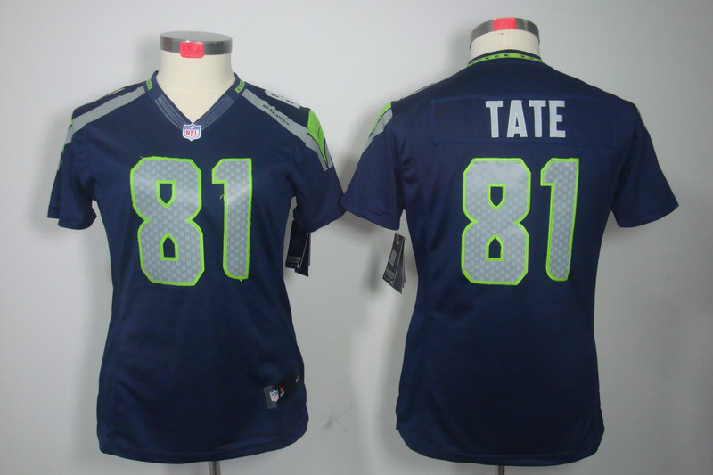 Nike Seahawks 81 Tate Blue Women Limited Jerseys