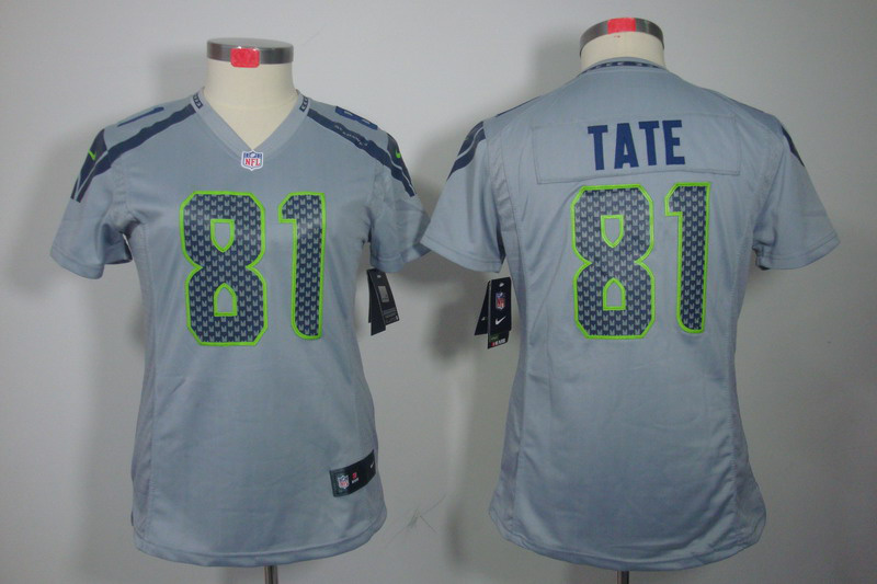 Nike Seahawks 81 Tate Grey Women Limited Jerseys