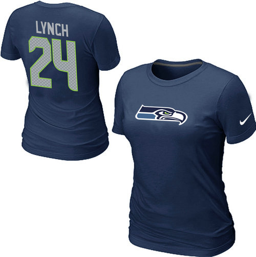 Nike Seattle Seahawks 24 Marshawn Lynch Name & Number Women's T-Shirt
