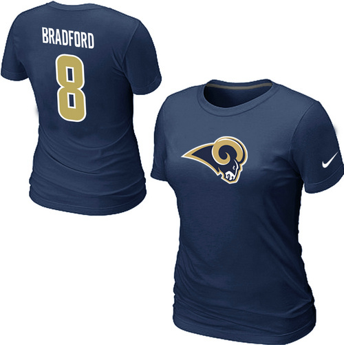 Nike St. Louis Rams Sam Bradford Name & Number Women's T-Shirt Blue