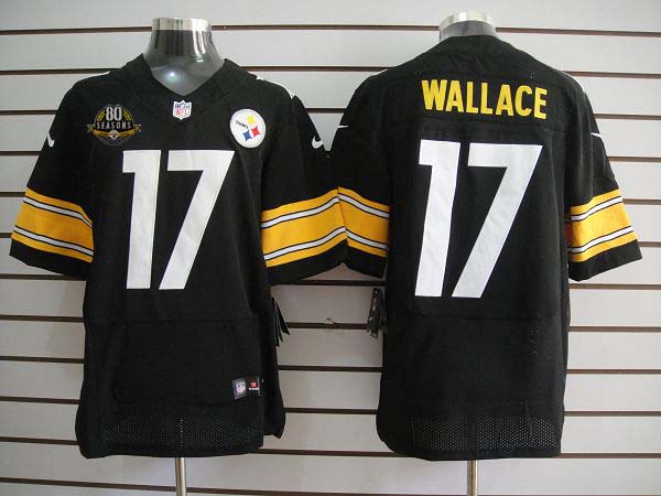 Nike Steelers 17 Wallace Black Elite Jerseys w 80 season Patch