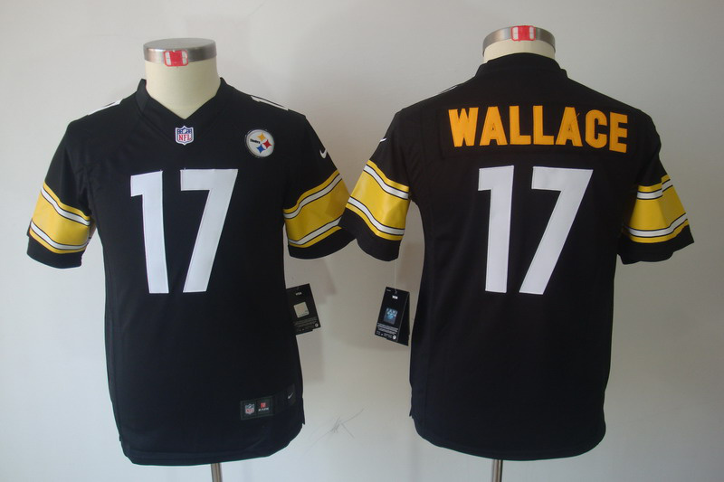 Nike Steelers 17 Wallace Black Kids Limited Jerseys