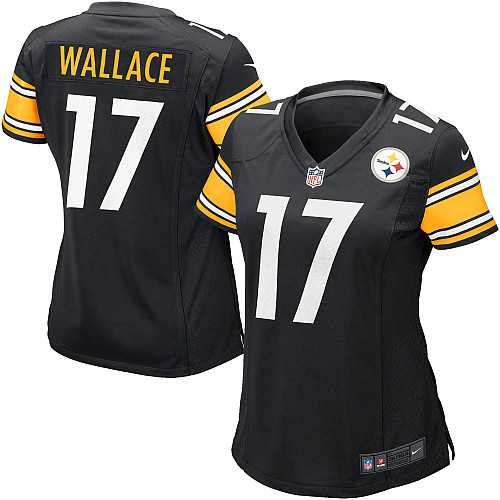Nike Steelers 17 Wallace Black Women Game Jerseys