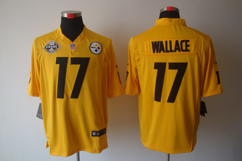 Nike Steelers 17 Wallace Yellow Game 80th Jerseys