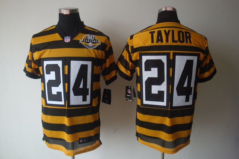 Nike Steelers 24 Taylor Yellow&Black 80th Elite Jerseys
