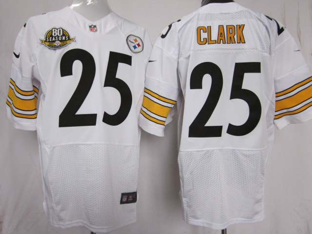 Nike Steelers 25 Clark White Elite 80th Jerseys