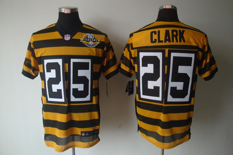 Nike Steelers 25 Clark Yellow&Black 80th Elite Jerseys