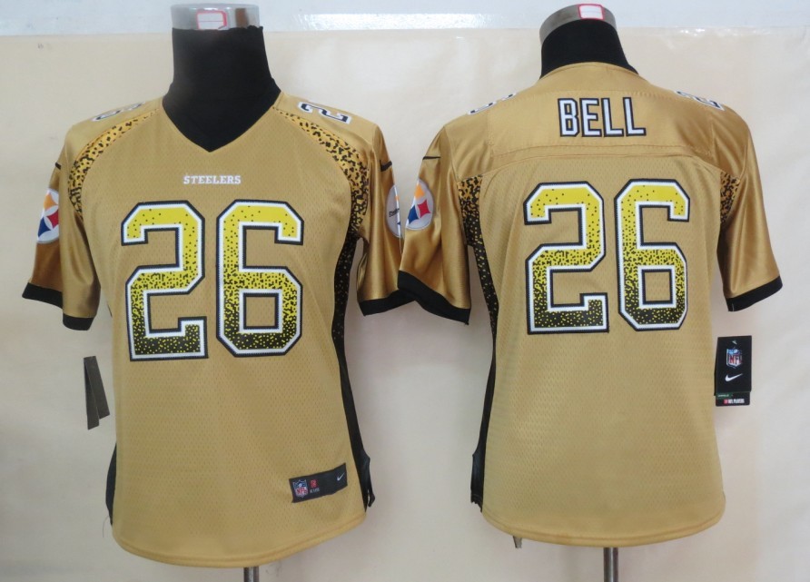 Nike Steelers 26 Bell Gold Women Elite Drift Jersey