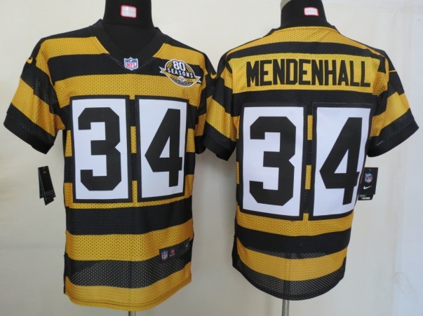 Nike Steelers 34 Mendenhall Yellow&Black 80th Jerseys
