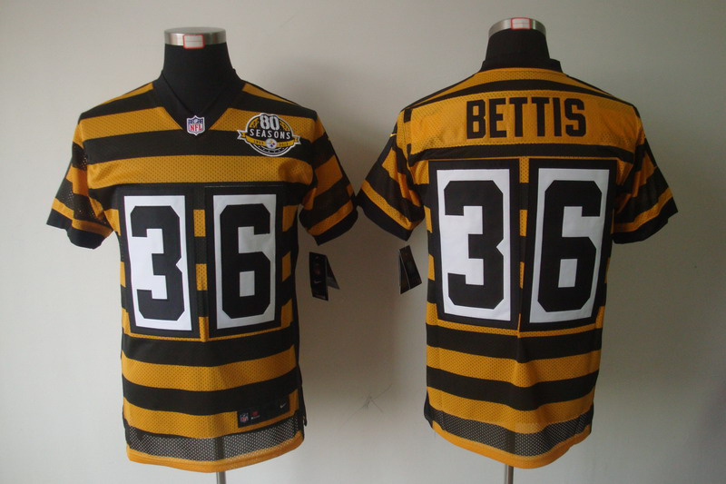 Nike Steelers 36 Bettis Yellow&Black 80th Elite Jerseys