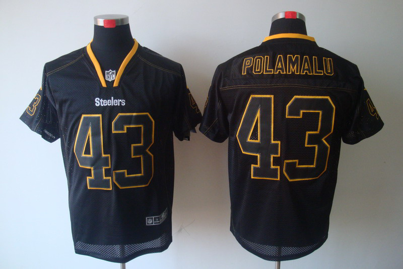 Nike Steelers 43 Polamalu Black Elite Jerseys
