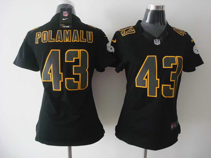 Nike Steelers 43 Polamalu Black Impact Women Limited Jerseys