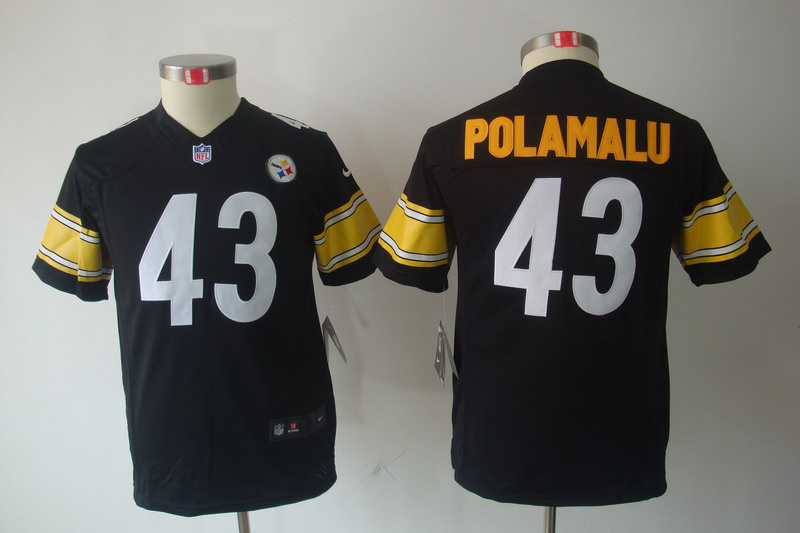 Nike Steelers 43 Polamalu Black Kids Limited Jerseys