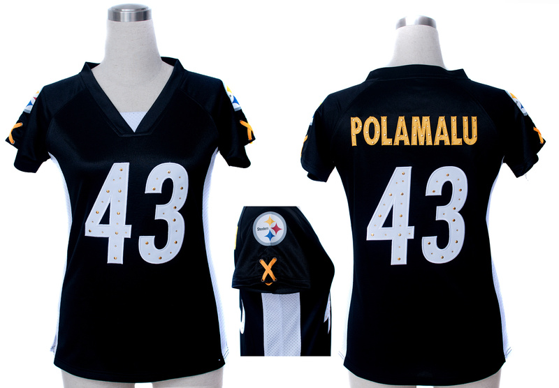 Nike Steelers 43 Polamalu Black Women Draft Him II Top Jerseys