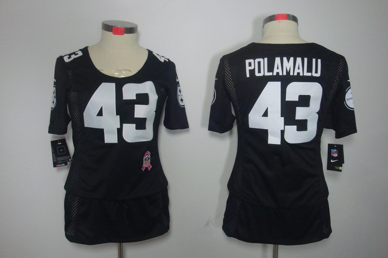 Nike Steelers 43 Polamalu Black Women Elite Skirts