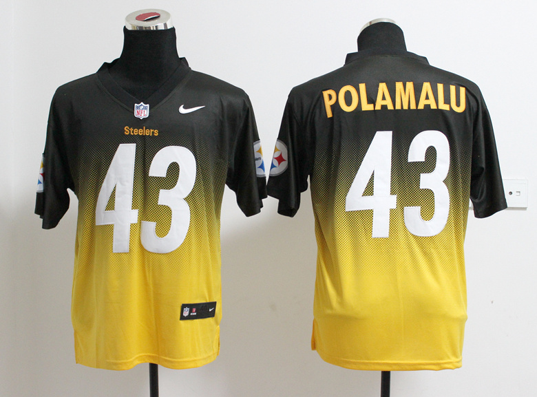 Nike Steelers 43 Polamalu Fadeaway Elite Drift II Jersey