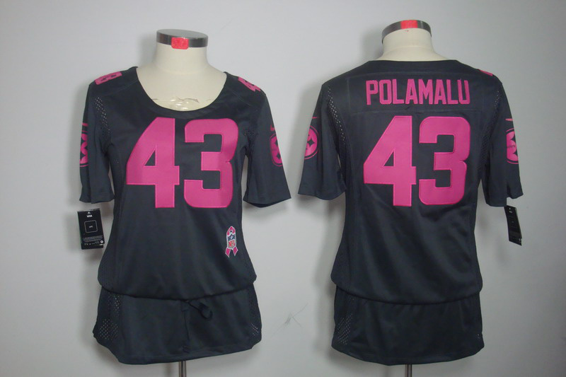 Nike Steelers 43 Polamalu Grey Women Elite Skirts