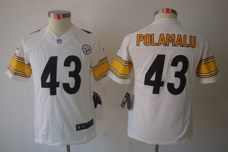 Nike Steelers 43 Polamalu White Kids Limited Jerseys