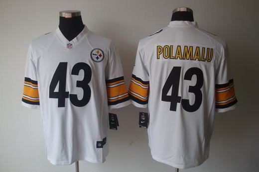 Nike Steelers 43 Polamalu White Limited Jerseys