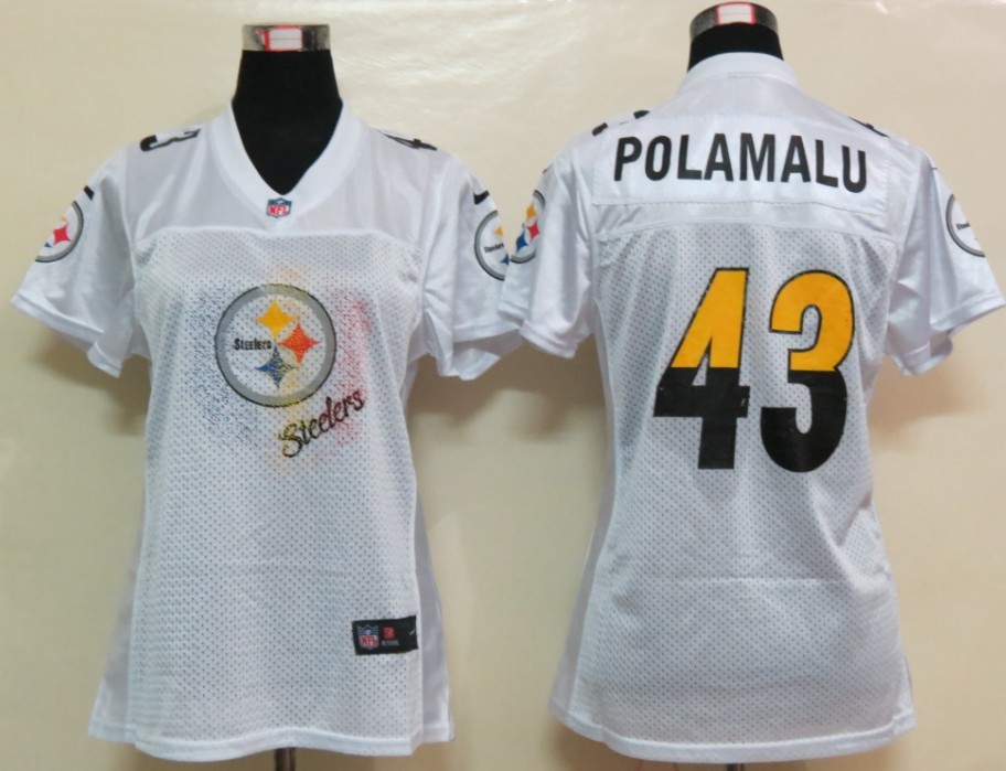 Nike Steelers 43 Polamalu White White Fem Fan Women Elite Jerseys
