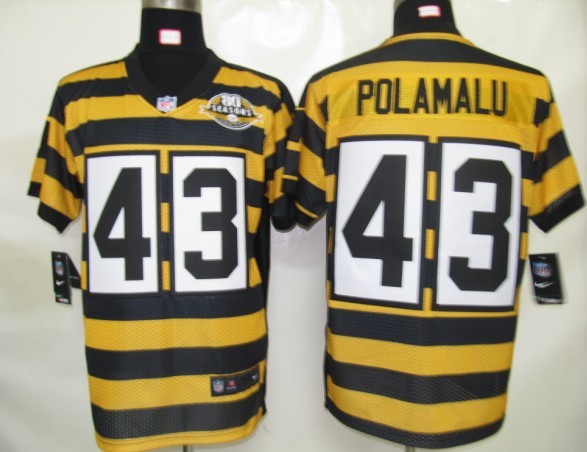 Nike Steelers 43 Polamalu Yellow&Black 80th Jerseys