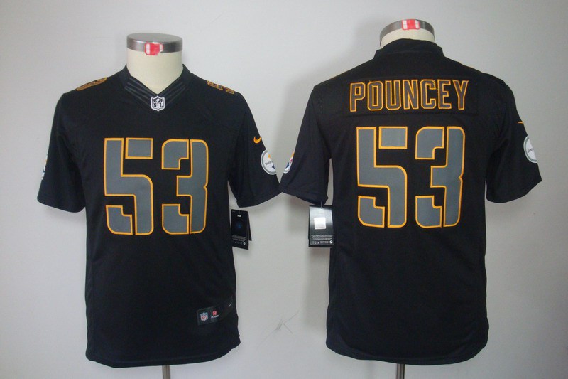 Nike Steelers 53 Pouncey Black Impact Kids Limited Jerseys