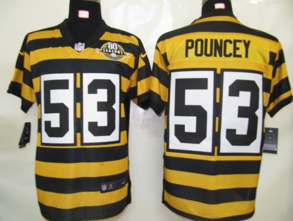 Nike Steelers 53 Pouncey Yellow&Black 80th Jerseys