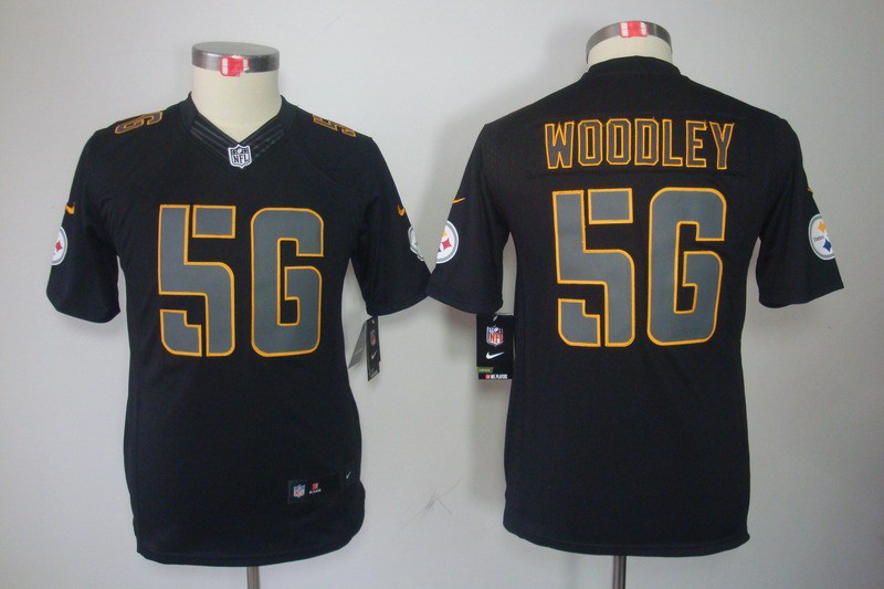 Nike Steelers 56 Woodley Black Impact Kids Limited Jerseys