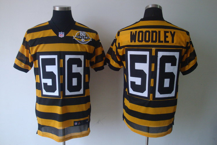 Nike Steelers 56 Woodley Yellow&Black 80th Jerseys