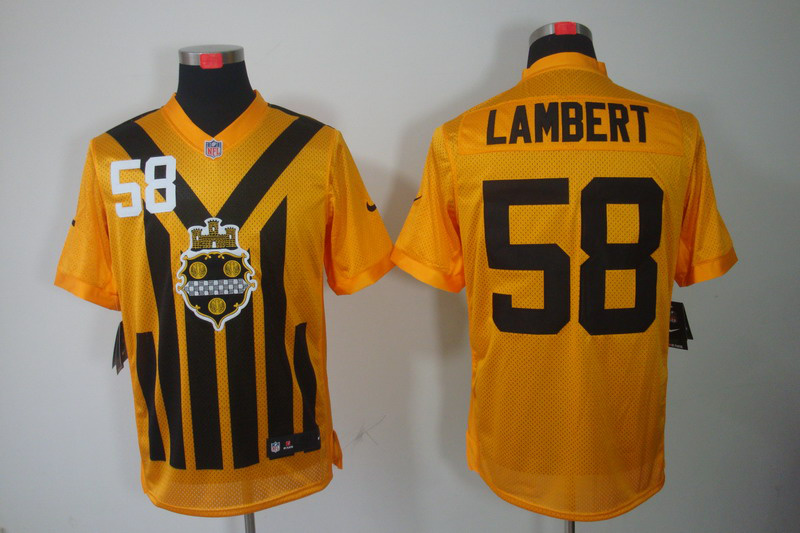 Nike Steelers 58 Lambert 1933s Throwback yellow Elite Jerseys