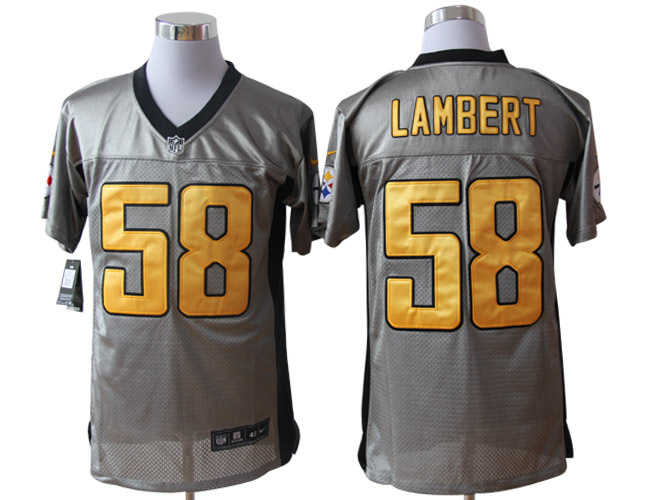 Nike Steelers 58 Lambert Grey Elite Jerseys