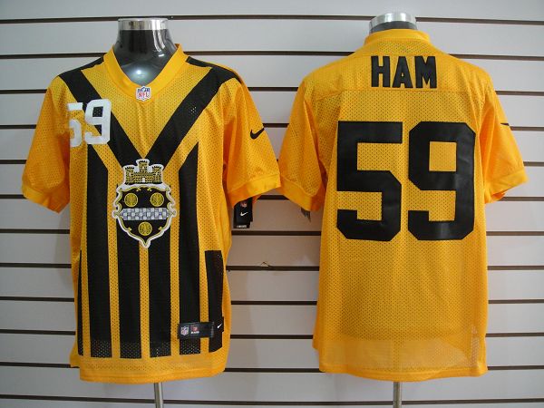 Nike Steelers 59 Ham 1933s Throwback yellow Elite Jerseys