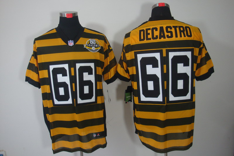 Nike Steelers 66 Decastro Yellow&Black 80th Elite Jerseys