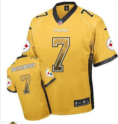 Nike Steelers 7 Ben Roethlisberger Gold Elite Drift Jersey