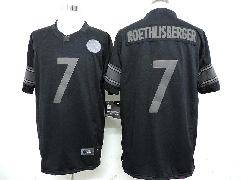Nike Steelers 7 Roethlisberger Black Drenched Limited Jerseys
