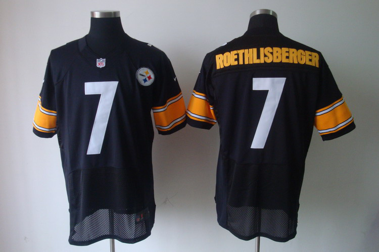 Nike Steelers 7 Roethlisberger Black Elite Jerseys