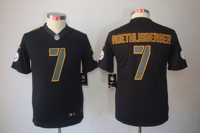 Nike Steelers 7 Roethlisberger Black Impact Kids Limited Jerseys